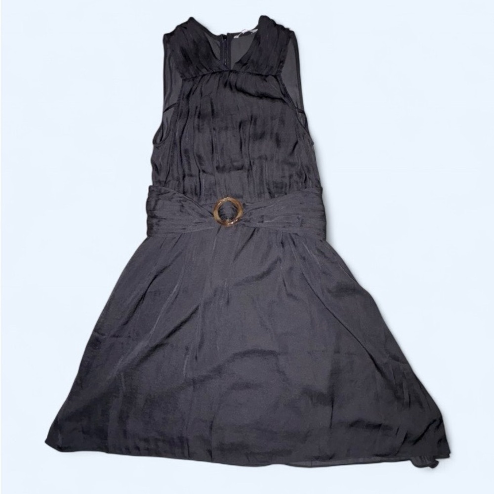 Naked Zebra Black Flowy Midi Dress w/ Belt Buckle | NWT | Size S